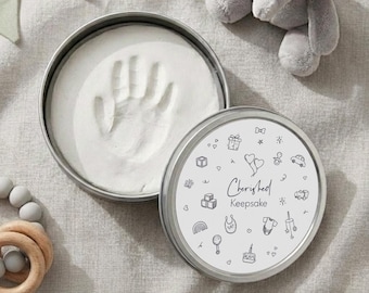 Afdrukblik van klei met hand- of voetafdruk voor baby | Veilige, niet-giftige luchtdroge aandenkenset voor pasgeborenen | Ideaal babyshower- en 1e verjaardagscadeau