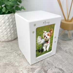 Personalised Pet Cremation Urn | Paw Prints Photo Memorial (0.51 Litres)
