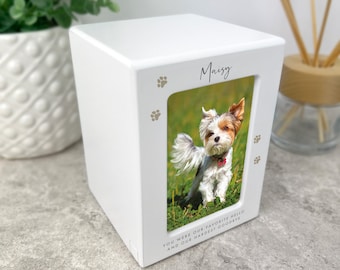 Personalised Pet Cremation Urn | Paw Prints Photo Memorial (0.51 Litres)