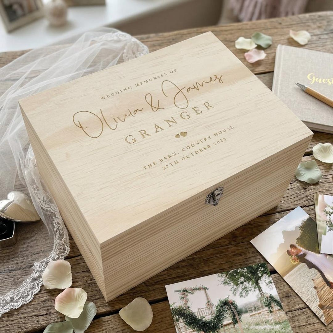 Personalised Engraved Wooden Wedding Memory Box - Keepsake Gift - Etsy