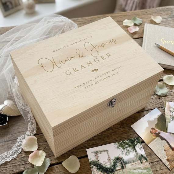 Personalised Engraved Wooden Wedding Memory Box - Keepsake Gift