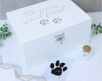 Treasured Memories' Pet Memorial White Wooden Keepsake Box | 27cm