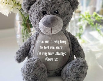 Personalised Message 'Comfort Bear' - grey, pink, blue, brown or cream