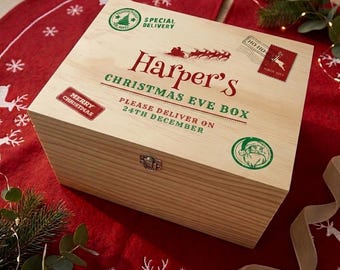 Personalised North Pole Christmas Eve Box | Pine Wood