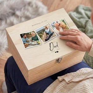 Boîte commémorative personnalisée en bois avec couvercle pour photo, boîte souvenir de deuil pour cadeau de sympathie, grande boîte commémorative pour photos