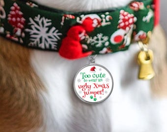 Grappige kersttags | Pet Keepsake-halsbandbedel