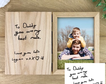 Personalised Solid Oak Happy Father's Day Handwriting Book Photo Frame