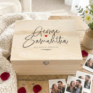 Personalised Couple's Memory Box – Pine Wood Keepsake