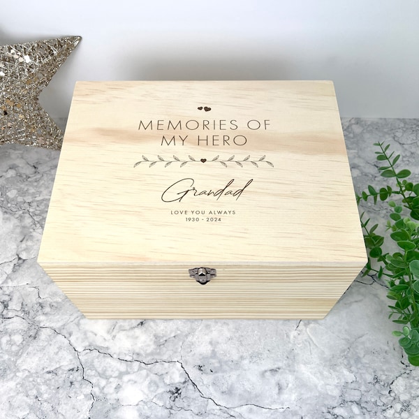 Personalised Wooden Any Message Keepsake Memory Box - 4 Sizes (20cm | 26cm | 30cm | 36cm)