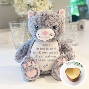 Personalised Ashes Keepsake Cat | Memorial Cat | Personalised Soft Toy | Keepsake Bear | Ashes Urn Cat | Memory Cat with Urn | Cat Ashes Urn