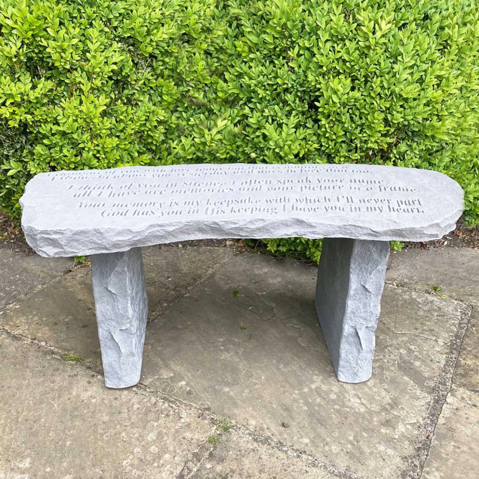Memorial Stone Garden Bench. Engraved Sentimental Verse. Etsy UK