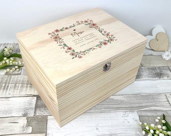 Scatola ricordo floreale personalizzata / Scatola dei ricordi in legno