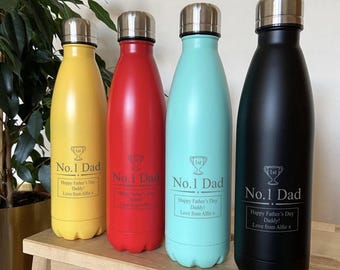 Personalised Water Bottles 500ml Number 1 Dad Design