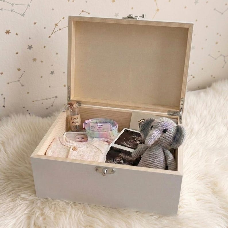 Personalised Twinkle Twinkle New Baby White Wooden Memory Box ...