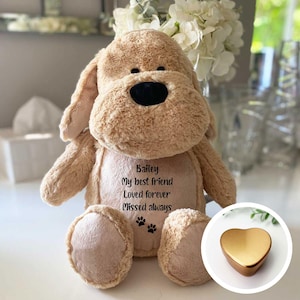 Personalised Ashes Keepsake Memory Dog | Memorial Dog | Personalised Soft Toy | Pets Ashes Urn | Soft Toy for Ashes | Memorial Teddy