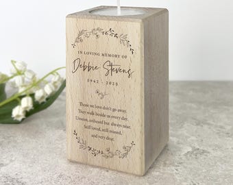 Portavelas conmemorativo personalizado / Vela de recuerdo de madera maciza
