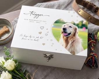 Personalised White Wooden Pet Photo Keepsake Box - 3 Sizes | Pet Bereavement Gift | Pet Keepsake Box | Pet Memorial |Pet Remembrance
