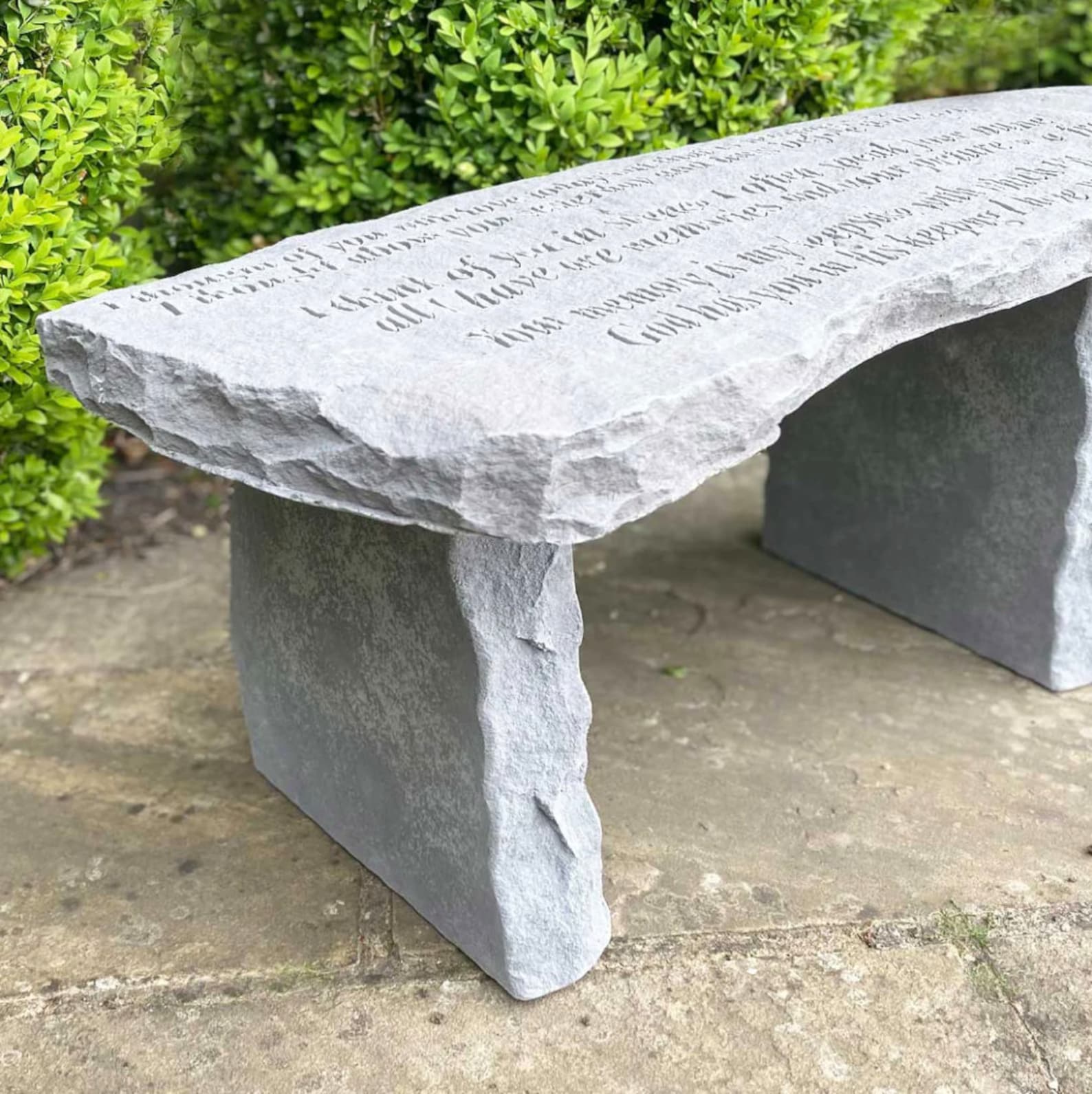 Memorial Stone Garden Bench. Engraved Sentimental Verse. Etsy UK