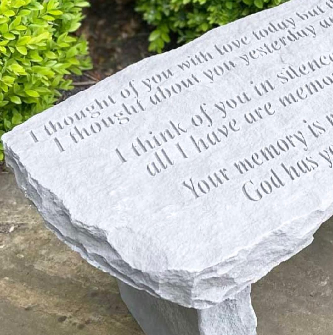 Memorial Stone Garden Bench. Engraved Sentimental Verse. Etsy UK