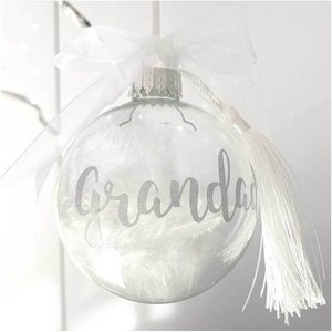 Luxury Personalised Feather Filled Glass Memorial Bauble