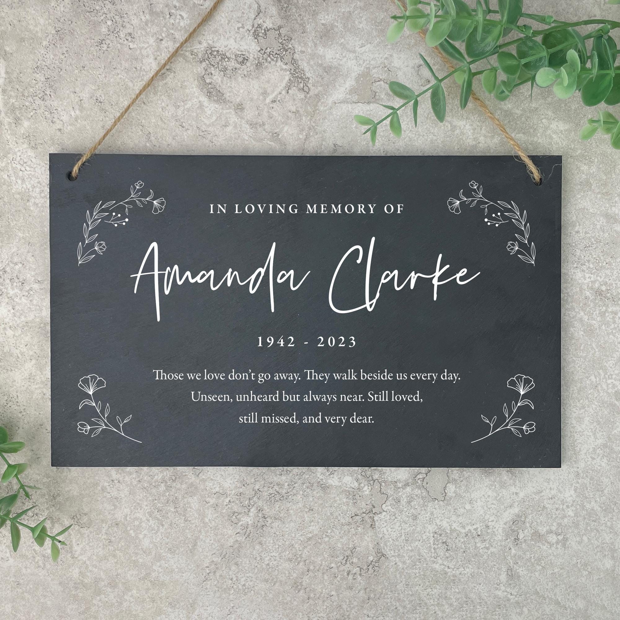 Personalised Memorial Engraved Slate Sign | Bereavement Gift, Graveside ...