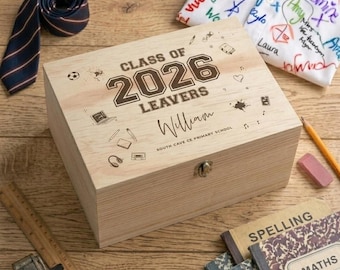 Personalised 'Class of 2026' Wooden School Leavers Memory Box | 5 Sizes available