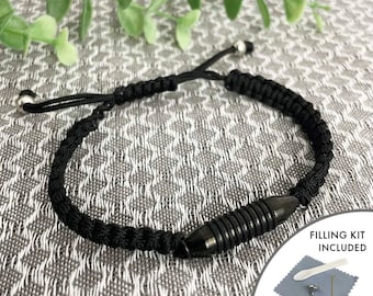 Bracciale per urna funeraria con cordino intrecciato nero