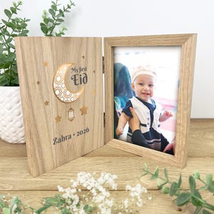 Personalised My First Eid Wooden Book Photo Frame | 7x5" Photo Baby Keepsake image 1