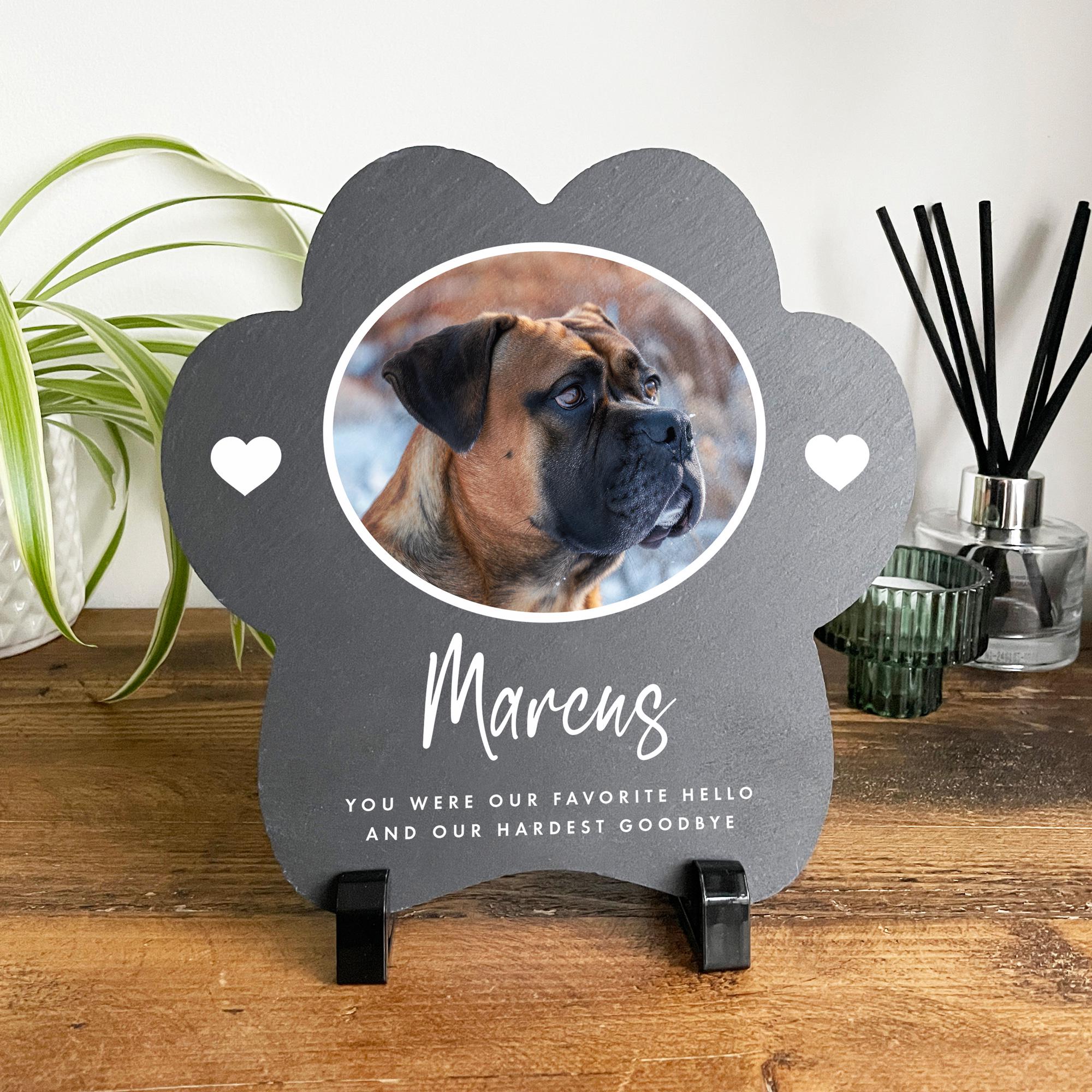 Personalised Slate Pet Photo Paw Print Memorial | Bereavement Keepsake ...