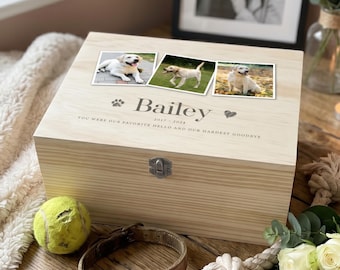 Personalised Pet Memorial Keepsake Box | Three Photo Memory Box