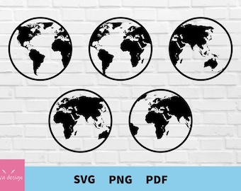 Earth Svg, Earth Clipart, Globe Svg, Globe Cut File for Cricut, Sİlhouette, Earth Silhouette, Earth Globe Png, Vector, SVG, Earth Day Svg