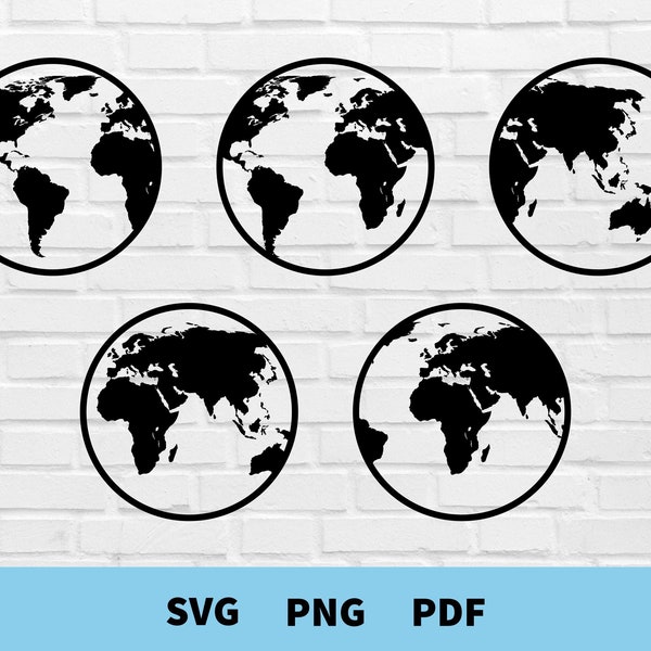 Earth Svg, Earth Clipart, Globe Svg, Globe Cut File for Cricut, Sİlhouette, Earth Silhouette, Earth Globe Png, Vector, SVG, Earth Day Svg