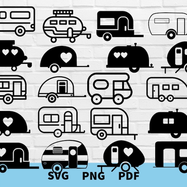 Camper SVG Bundle, Camper Svg, Trailer Svg, Summer Svg, Camping Svg, Camper Vector, Trailer Vector, RV Svg, Cut Files For Cricut, Silhouette