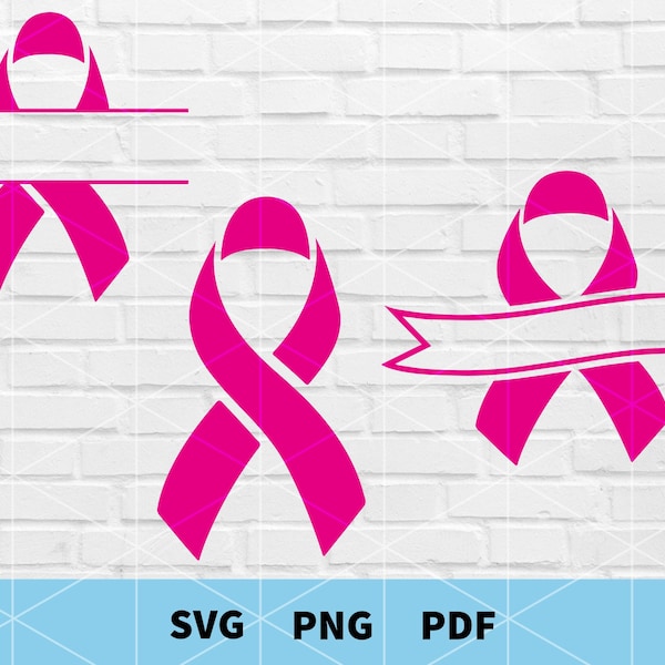 Cancer Ribbon Svg Bundle, Cancer Ribbon Svg, Awareness Ribbon Svg, Pink Ribbon Svg Bundle, Pink Ribbon Split Svg, Breast Cancer Svg