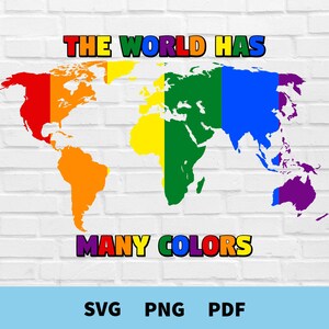 The World Has Many Colors Svg, Rainbow World Map Svg, Rainbow Globe Cut ...