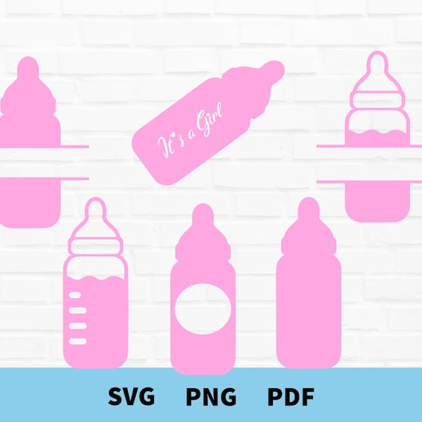 Baby Mädchen SVG, Baby SVG, Baby Flakon SVG, Baby Shower SVG, Digitaler Download, Cricut, Silhouette, Svg, Png, Pdf