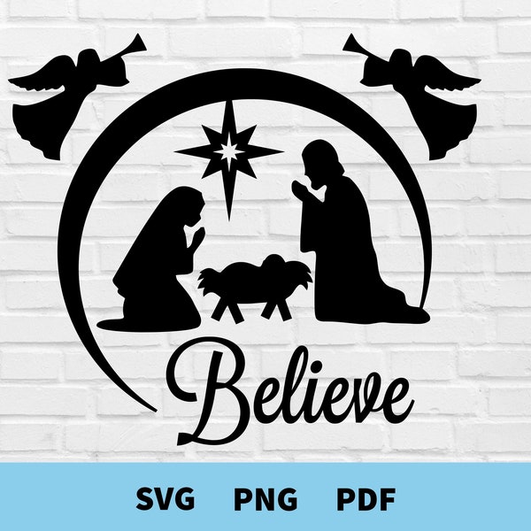 Nativity Scene Svg, Nativity Svg, Nativity Png, Nativity Cut File for Cricut, Silhouette, Nativity Scene Silhouette