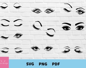 Eyelashes Girl SVG, Eyebrows SVG, Makeup SVG, Eyebrow Silhouette, Lashes Svg, Beauty Svg, Lash Artist Cut Files for Cricut, Silhouette