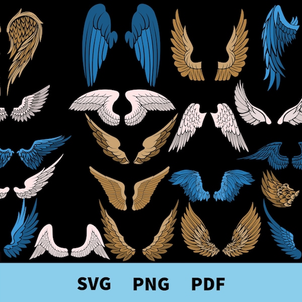20 Angel Wings Svg Bundle, Angel Wings Svg, Angel Wing Svg, Angel Wings Cut File for Cricut, Silouette, Layered Angel Wings Svg