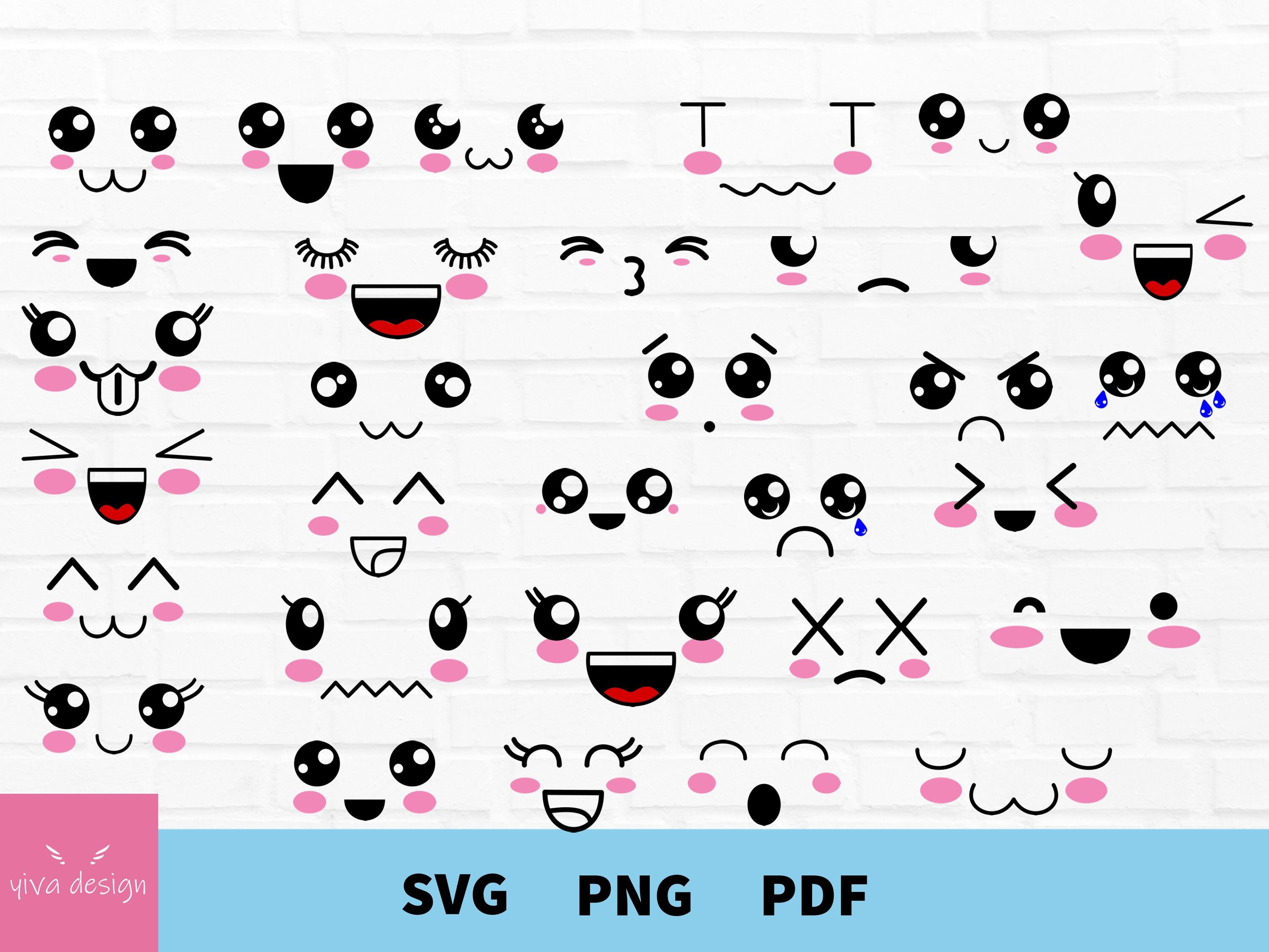 Kawaii svg face cutting eps