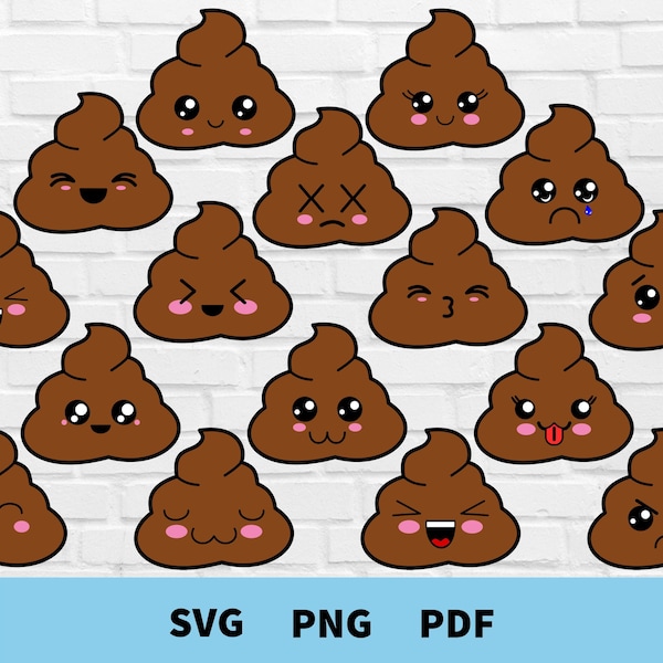 Poop Emoji Svg, Poop Emoji Svg Bundle, Poop Clipart, Layered Poop Emoji Svg, Cute Poop Emoji Svg, Poop Emoji Cut File, Kawaii Poop Emoji Svg