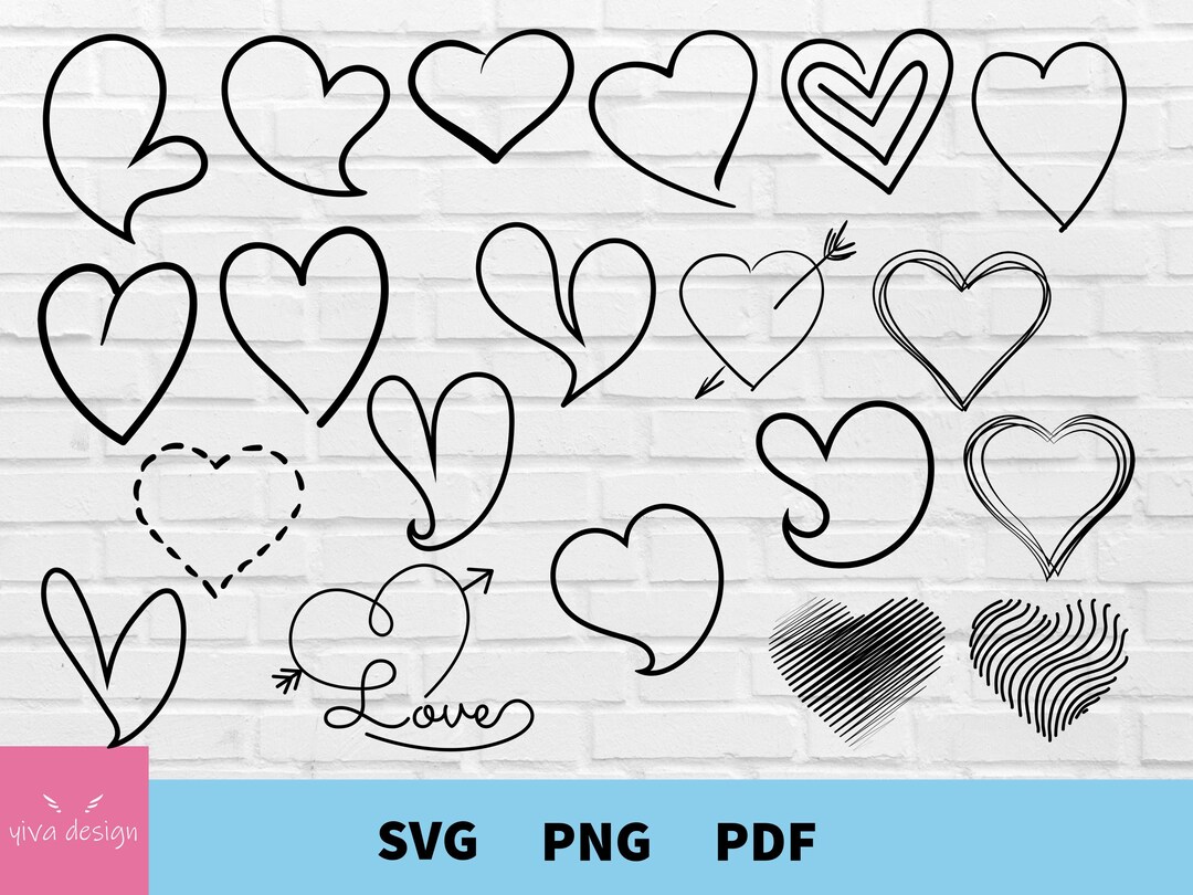 20 Hand Drawn Heart Svg Bundle, Heart Svg, Valentines Day Svg, Love Svg ...