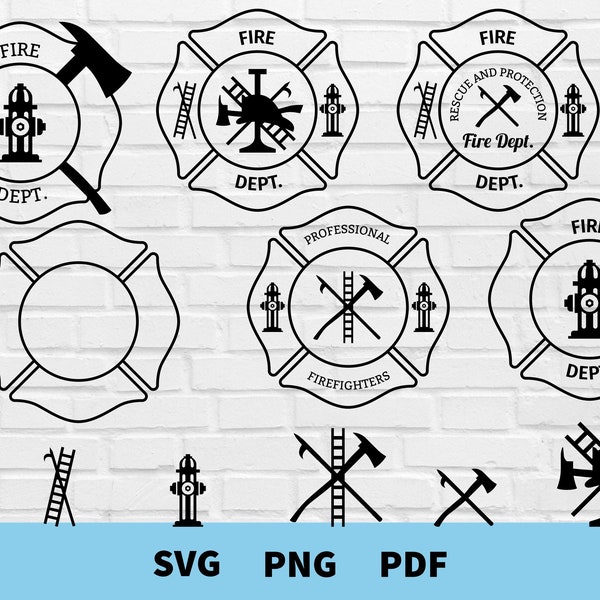 Fire Dept Svg, Fire Department Svg, Maltese Cross Svg, Firefighter Svg, Crossed Axe Svg, Firefighter Badge Svg, Commercial Use Svg,Png