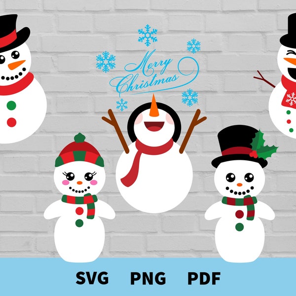 Snowman Svg Bundle, Layered Snowman Svg, Snowman Cut File for Cricut, Silhouette, Snowman Clipart, Merry Christmas Svg