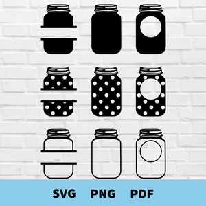 Mason Jars Svg Bundle, Chevron Mason Jar Svg, Jar Name Frame Svg, Jar