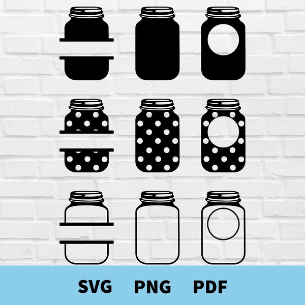 Mason Jars Svg Bundle, Chevron Mason Jar Svg, Jar Name Frame Svg, Jar Monogram Svg, Jar Silhouette, Jat Cut Files for Cricut, Silhouette,Png