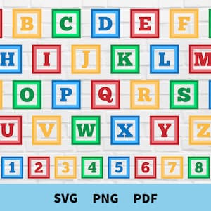 Alphabet Blocks Svg, Numbers Blocks Svg, Building Blocks, Baby Blocks,  Letter Blocks. Vector Cut file Cricut, Silhouette, Pdf Png Eps Dxf.