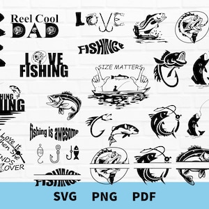 Fishing Bundle Svg, Fishermansvg,fishing Svg, Fish Svg, Fishing Hook Svg,  Fish Monogram Svg, Split Fish Svg, Bass Fish Svg, Fish Cricut File 