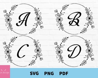 Monogram Svg, Alphabet, Fancy Flourish Letters, Laurel Monogram Alphabet, Wreath Svg, Wreath Monogram Svg, Glowforce,Fancy Monogram Alphabet