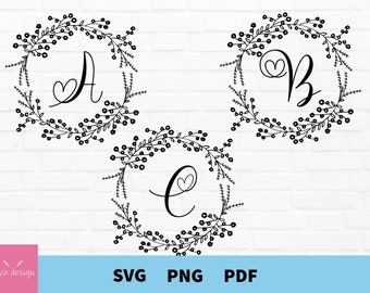 Monogram Svg, Alphabet, Fancy Flourish Letters, Laurel Monogram Alphabet, Wreath Svg, Wreath Monogram Svg, Glowforce,Fancy Monogram Alphabet